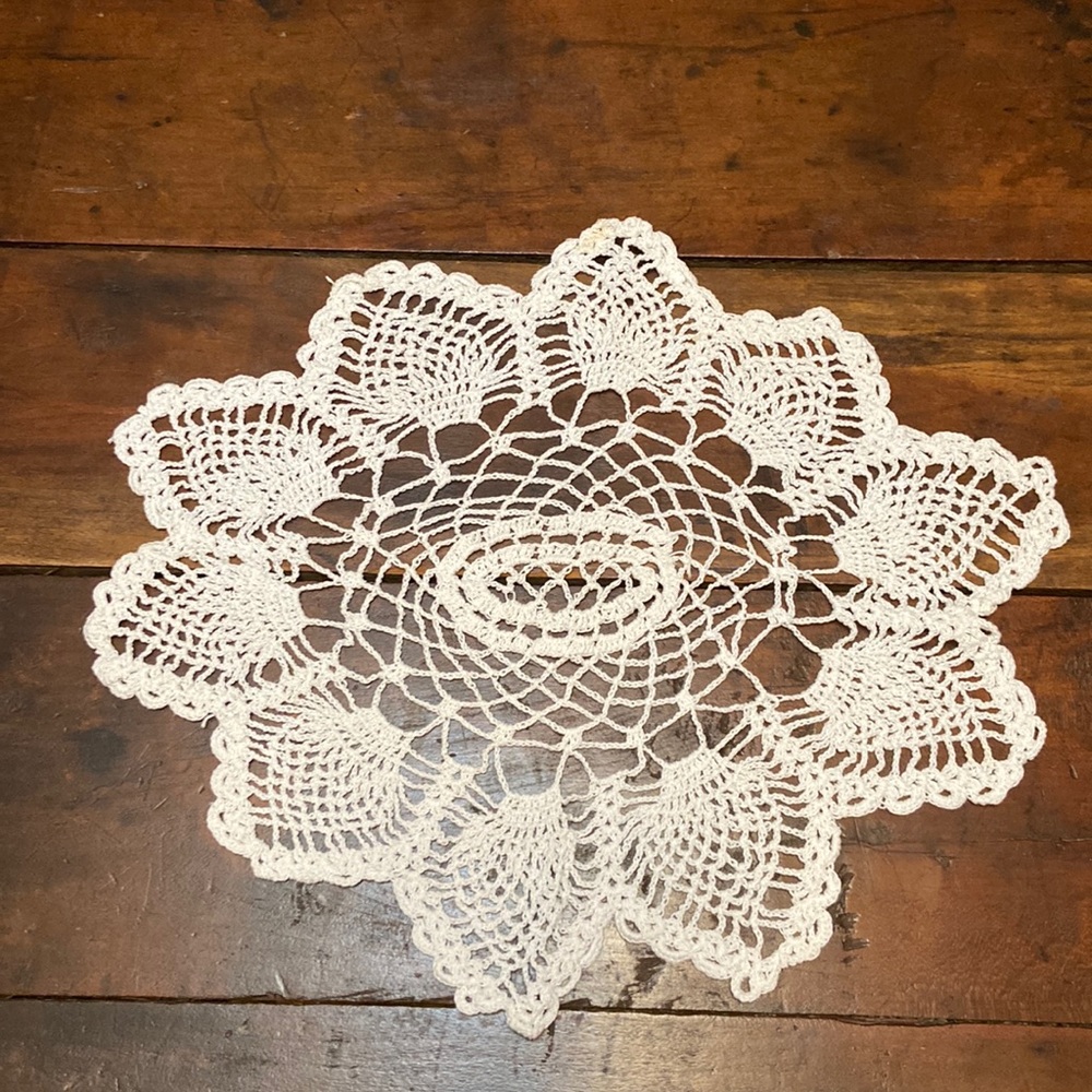 Handmade Vintage Crocheted Doilie Looks Great on any table , dresser etc.